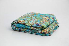 img 3 attached to 🛏️ Односпальный хлопковый квилт Vedant Designs Twin Cotton Kantha: ручная работа, индийское постельное покрытие с пейсли принтом - Тюркоиз, покрывало - 90x60 дюймов.