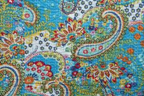 img 2 attached to 🛏️ Односпальный хлопковый квилт Vedant Designs Twin Cotton Kantha: ручная работа, индийское постельное покрытие с пейсли принтом - Тюркоиз, покрывало - 90x60 дюймов.