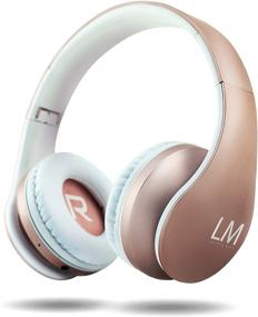 img 4 attached to 🎧 Premium Rose Gold Bluetooth Headphones by Louise&Mann - Over-Ear Wireless Stereo Headset with Mic, Soft Earmuffs & Transport Bag for Phones/Tablets/PCs