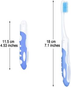 img 3 attached to Удобный и нежный: Набор складных зубных щеток на 4 штуки с мягкой щетиной для чувствительных десен (Розовый, Желтый, Синий, Зеленый)