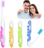 🌈 convenient and gentle: 4-piece folding travel toothbrush set with soft bristles for sensitive gums (pink, yellow, blue, green) logo