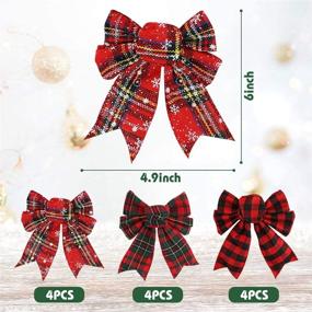 img 3 attached to 🎄 JOHOUSE Red Buffalo Plaid Bows: Festive 12PCS Christmas Tree and Wreath Decorations