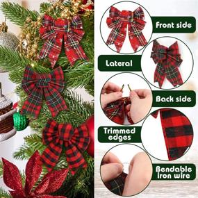 img 2 attached to 🎄 JOHOUSE Red Buffalo Plaid Bows: Festive 12PCS Christmas Tree and Wreath Decorations