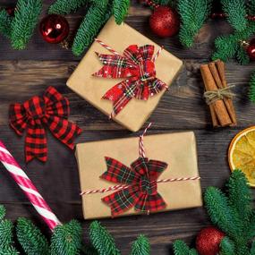 img 1 attached to 🎄 JOHOUSE Red Buffalo Plaid Bows: Festive 12PCS Christmas Tree and Wreath Decorations