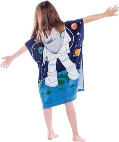 img 2 attached to 🚀 Copinkco Hooded Kids Poncho Towel - Astronaut Design for Swimming, Shower, Pool, and Beach