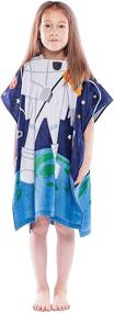 img 3 attached to 🚀 Copinkco Hooded Kids Poncho Towel - Astronaut Design for Swimming, Shower, Pool, and Beach
