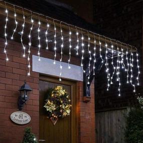 img 2 attached to 🎇 Qunlight LED Icicle Lights: 300 LEDs, 33ft, 8 Modes, Curtain Fairy Light with 60 Drops - Clear Wire LED String for Holiday Party Backdrops