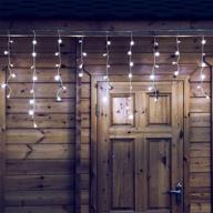 🎇 qunlight led icicle lights: 300 leds, 33ft, 8 modes, curtain fairy light with 60 drops - clear wire led string for holiday party backdrops логотип