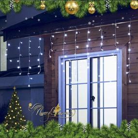 img 3 attached to 🎇 Qunlight LED Icicle Lights: 300 LEDs, 33ft, 8 Modes, Curtain Fairy Light with 60 Drops - Clear Wire LED String for Holiday Party Backdrops