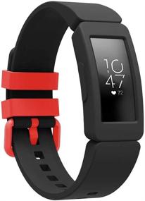 img 1 attached to Интовал силиконовые ремешки для Fitbit Ace 2, запасные ремешки для Fitbit Ace 2 - детские мягкие спортивные ремешки для Fitbit Ace 2 Activity Tracker (виноград и черный)