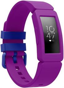 img 2 attached to Интовал силиконовые ремешки для Fitbit Ace 2, запасные ремешки для Fitbit Ace 2 - детские мягкие спортивные ремешки для Fitbit Ace 2 Activity Tracker (виноград и черный)