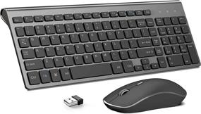 img 4 attached to 2.4G Slim Wireless Keyboard and Mouse Combo by J JOYACCESS - Ergonomic Design for Computer, Windows, PC, Laptop, Tablet - Black Grey