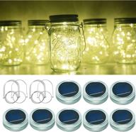 outdoor christmas decorations: mason jar solar lights 8 pack with 30 leds - warm white - waterproof firefly jars for yard - (no jars) логотип