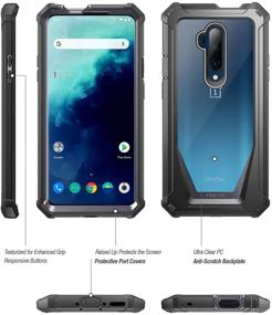 img 3 attached to 📱 OnePlus 7T Pro/OnePlus 7 Pro Case, Full-Body Hybrid Shockproof Bumper Cover with Built-in Screen Protector - Poetic Guardian Series (Black/Clear)