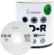 📀 smartbuy 100-disc 700mb/80min 52x cd-r blank data recordable media disc with logo top logo