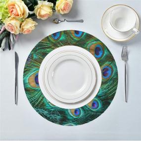 img 2 attached to 🦚 Polyester Heat-Resistant Placemat with Peacock Feather Design