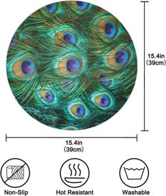 img 3 attached to 🦚 Polyester Heat-Resistant Placemat with Peacock Feather Design