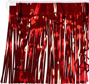 img 1 attached to Beistle Red Metallic Plastic Fringe Drape Banner – Parade Floats, Tinsel Curtain, Photo Booth Prop Backdrop – Birthday Party Supplies, Christmas Decorations