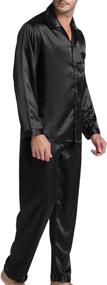 img 3 attached to Satin Button Down Men's Sleepwear: Pajamas for Lounging, Comfort, and Style in Sleep & Lounge Apparel