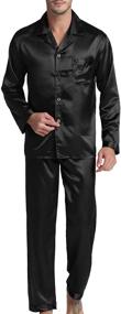 img 4 attached to Satin Button Down Men's Sleepwear: Pajamas for Lounging, Comfort, and Style in Sleep & Lounge Apparel