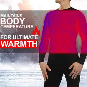 img 2 attached to Men's Thermal Underwear Set - Fleece Lined Long Sleeve Long Johns in Black