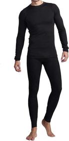 img 4 attached to Men's Thermal Underwear Set - Fleece Lined Long Sleeve Long Johns in Black