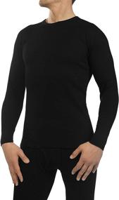 img 3 attached to Men's Thermal Underwear Set - Fleece Lined Long Sleeve Long Johns in Black