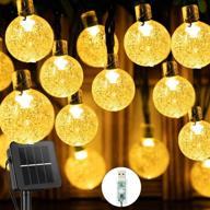 🌞 outdoor solar string lights - 60 led 36ft patio lights with 8 modes, solar powered/usb, waterproof crystal ball string lights for patio, lawn, garden, wedding, party, christmas decor in warm white logo