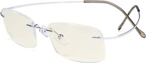 img 4 attached to 👓 Protect Your Eyes with Eyekepper Blue Light Filter Reading Glasses - Titanium Rimless Computer Readers, Silver +3.00