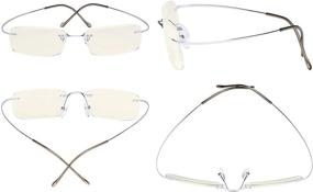 img 2 attached to 👓 Protect Your Eyes with Eyekepper Blue Light Filter Reading Glasses - Titanium Rimless Computer Readers, Silver +3.00