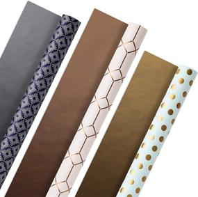 img 4 attached to 🎁 Hallmark All Occasion Reversible Wrapping Paper - Modern Metallics (Pack of 3, 120 sq. ft. ttl.) for Mothers Day, Birthdays, Bridal/Baby Showers, Valentines Day & More
