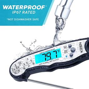 img 2 attached to 🌡️ Kizen Waterproof Digital Meat Thermometers for Cooking – Instant Read Food Thermometer for Meat, Deep Frying, Baking, Outdoor Cooking, Grilling, & BBQ (Black/White)