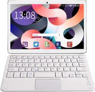 10.8 inch tablet with keyboard, 2k screen, android 10.0, 5g-dual wifi, 10-core cpu, 4gb ram+64gb rom/512gb expandable, 16mp camera, dual sim 4g bluetooth gps (orange) logo