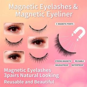 img 3 attached to 👁️ Magnetic Eyelashes with Eyeliner Kit by EARLLER - 3 Pairs Natural Look Magnetic Lashes, Glue-Free False Eyelashes, Easy to Wear