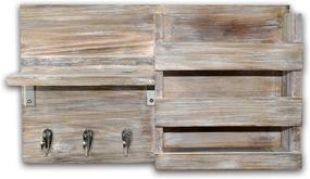 img 1 attached to 🏡 Rustic Grey Wood Wall Mount Organizer: Mail, Envelope, Key Holder, Leash Hanging, Coat Rack, Letter & Newspaper Storage, Decorative Shelf