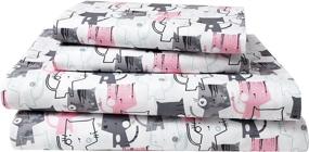 img 3 attached to 🐱 Vibrant Kitty Love Twin Sheet Set for Kids - Elite Home Products 90 GSM Microfiber Printed Sheets