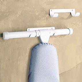 img 1 attached to 🧺 Эффективный органайзер для крепления гладильной доски на стену: Вешалка для гладильной доски Exclen - решение для хранения в стиральной комнате и подвесной полки (белая)