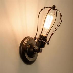 img 3 attached to Rust Color Vintage Wall Sconce Industrial Lighting Luling - Adjustable Socket, Rustic Wire Metal Cage, Oil Rubbed Wall Light Shade, Edison Style Antique Fixture for Headboard Porch Mirror - Bulb Not Included