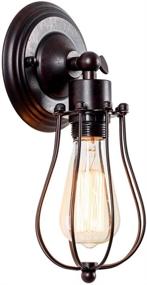 img 4 attached to Rust Color Vintage Wall Sconce Industrial Lighting Luling - Adjustable Socket, Rustic Wire Metal Cage, Oil Rubbed Wall Light Shade, Edison Style Antique Fixture for Headboard Porch Mirror - Bulb Not Included