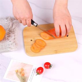 img 3 attached to 6-Piece Bamboo Cutting Board Set with Stand Holder - Ideal for Chopping Cheese, Sandwiches, and Fruits