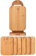 6-piece bamboo cutting board set with stand holder - ideal for chopping cheese, sandwiches, and fruits logo