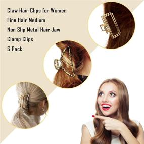 img 3 attached to 💇 6 Pack Non-Slip Metal Hair Jaw Clamp Clips - Tsful Claw Hair Clips for Medium to Fine Hair, Women's Hair Accessories