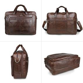 img 2 attached to 👜 BAIGIO Brown Leather Men's 17" Laptop Business Briefcase: Versatile Shoulder Tote Bag for Lawyers & Professionals