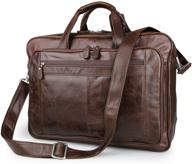 👜 baigio brown leather men's 17" laptop business briefcase: versatile shoulder tote bag for lawyers & professionals logo