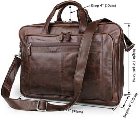 img 3 attached to 👜 BAIGIO Brown Leather Men's 17" Laptop Business Briefcase: Versatile Shoulder Tote Bag for Lawyers & Professionals