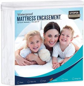 img 4 attached to 🛏️ Queen Size Utopia Bedding Zippered Mattress Encasement - 100% Waterproof Protector Cover, Absorbent and Six-Sided