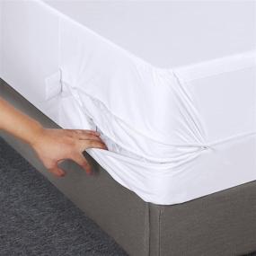img 1 attached to 🛏️ Queen Size Utopia Bedding Zippered Mattress Encasement - 100% Waterproof Protector Cover, Absorbent and Six-Sided