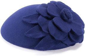img 4 attached to 🌸 Lawliet Flower Dress Fascinator Wool Pillbox Hat for Womens Party Wedding A083