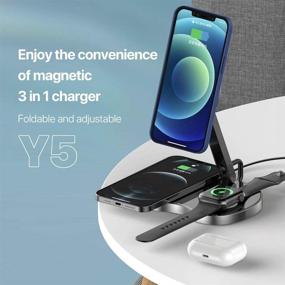 img 3 attached to 🔌 Intoval 3 in 1 Magnetic Wireless Charger for iPhone 12 Series/iWatch/Airpods: Quick Charge Adapter, Apple MagSafe Replacement (Black, Y5)