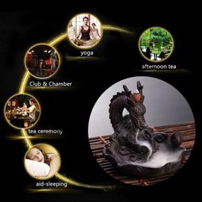 img 1 attached to 🐉 Handmade Dragon Backflow Incense Burner with 10 Pcs Incense Cones - Unique Ceramic Home Decor Holder - 16x15.5cm